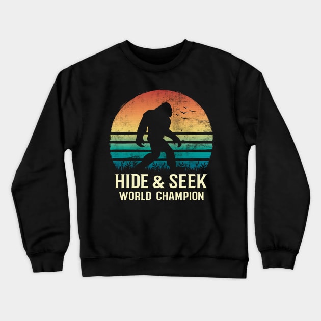 Hide and Seek World Champion Retro Vintage Bigfoot Silhouette Crewneck Sweatshirt by HCMGift